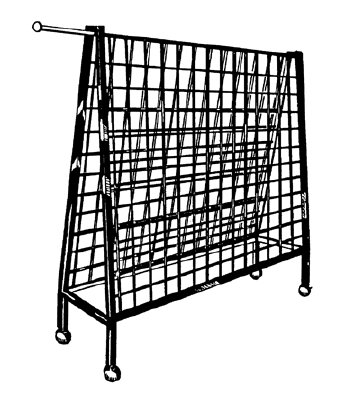 black grid display rack